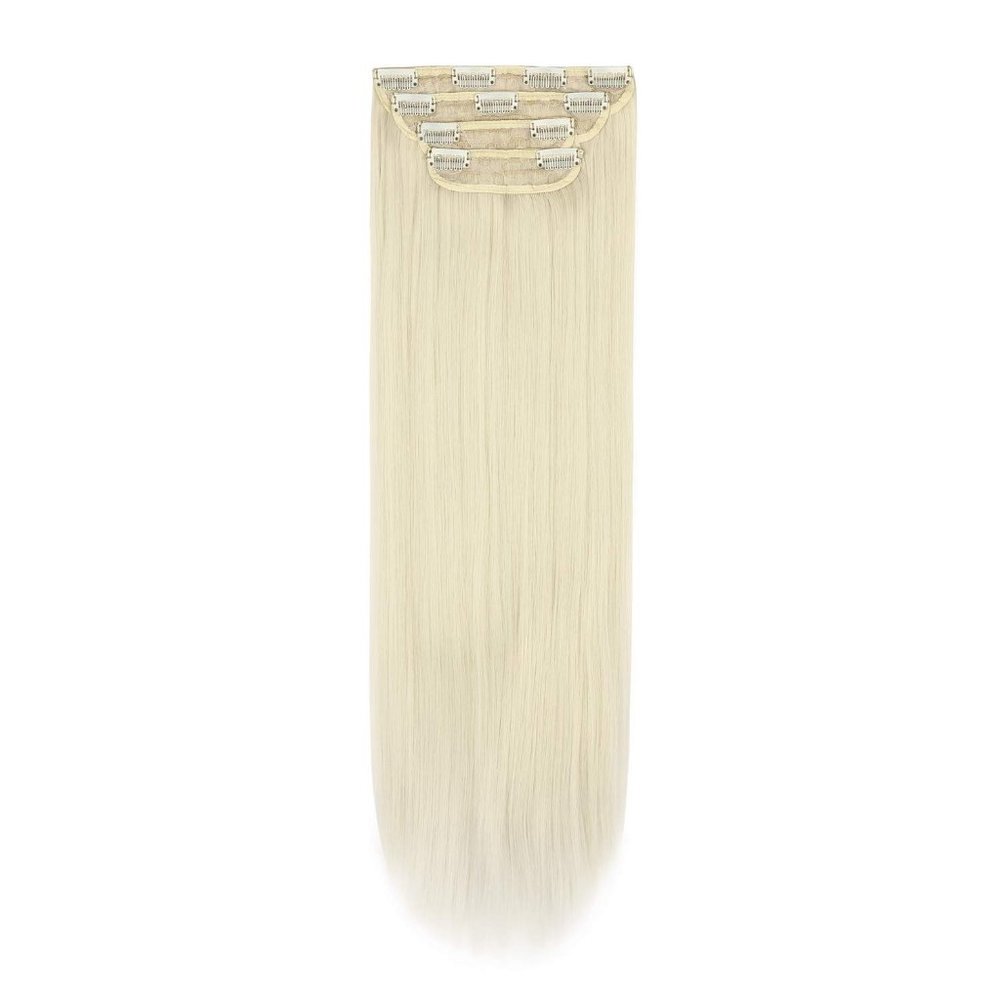 26" Straight Long Clip-in Extensions White Blonde